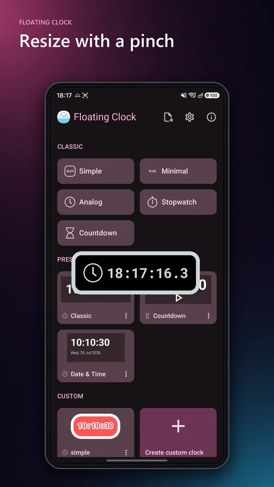 Floating Clock screen 6