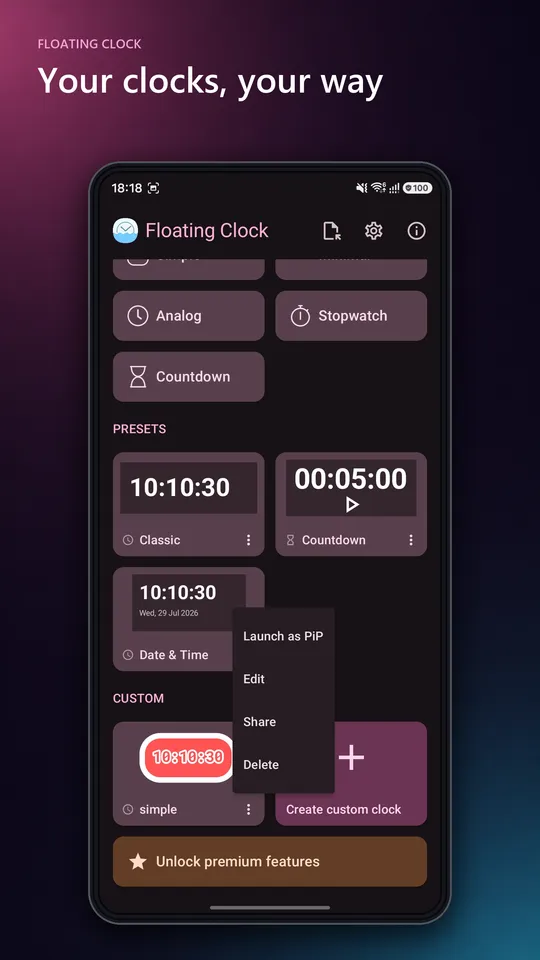 Floating Clock screen 7