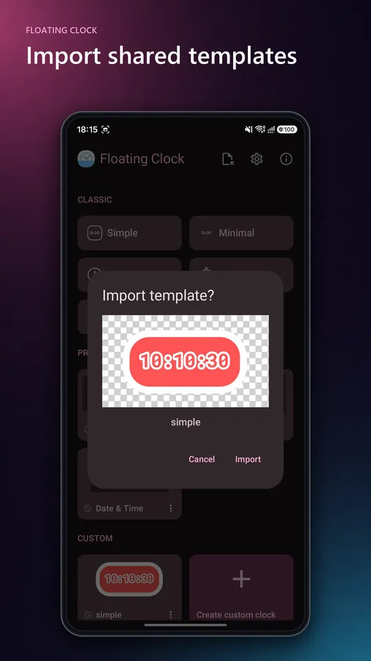 Floating Clock screen 9