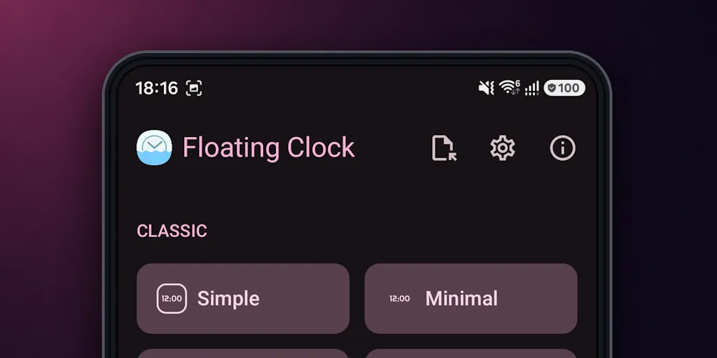 Floating Clock interface preview